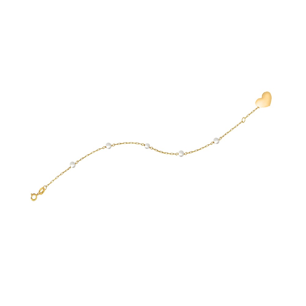 Imagem do produto Pulseira Ouro 18k Pérolas com Pingente de Coração New Gold