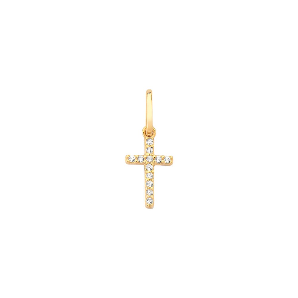 Imagem do produto Pingente de Ouro 10k Cruz Pequena Cravejada de Zircônias New Gold