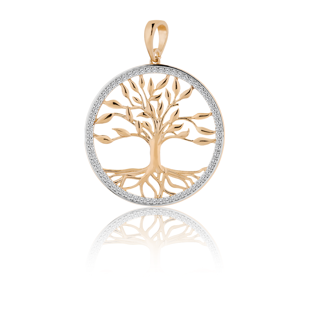 Imagem do produto Pingente Círculo Cravejado de Zircônias com Árvore da Vida Folheado a Ouro 18k