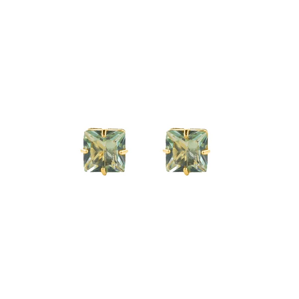 Imagem do produto  Brinco Desejo Quadrado com Cristal Lapidado Verde Folheado a Ouro 18k