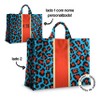 combo toalha canga + bagbag - animal print colorido azul-laranja
