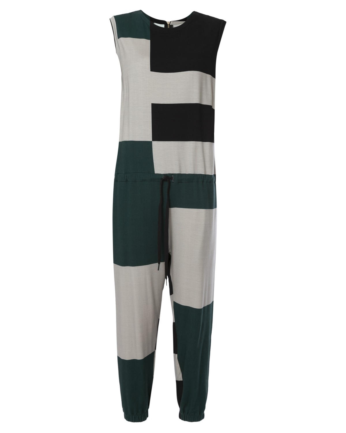 macacão com estampa geométrica | sleeveless printed jersey jumpsuit