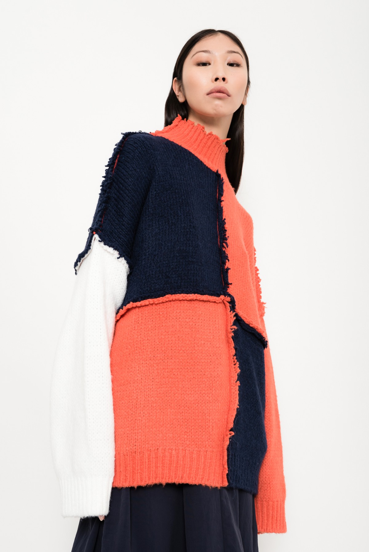 tricot oversized com patchwork | oversized patchwork knit
