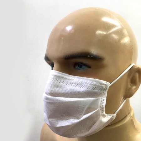 Máscara Cirúrgica Descartável Branca Tripla Camada com Elástico - 100 unidades