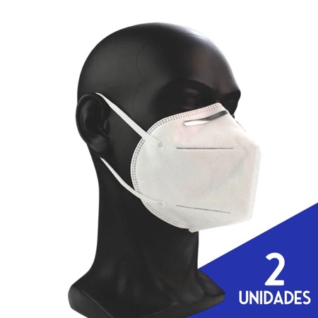 Kit Máscara Descartável Profissional KN95 de Proteção Respiratória Branca - 2 Unidades