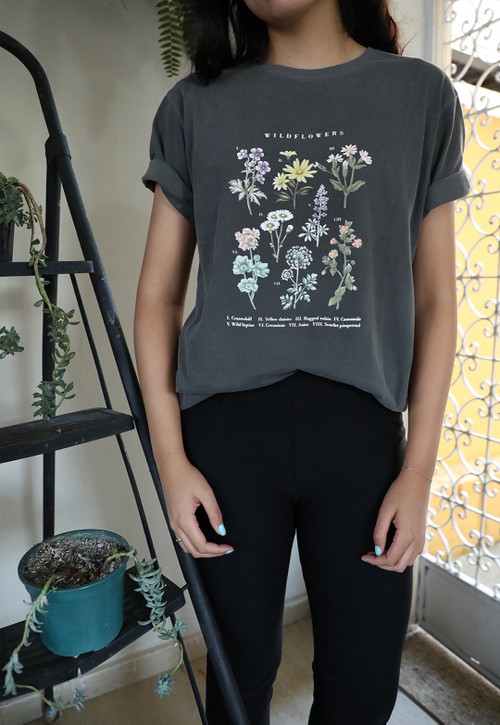 WILD FLOWERS t-shirt - chumbo (unissex)