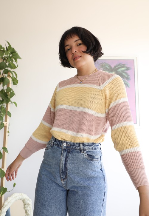 NINA tricot oversized - rosa e amarelo