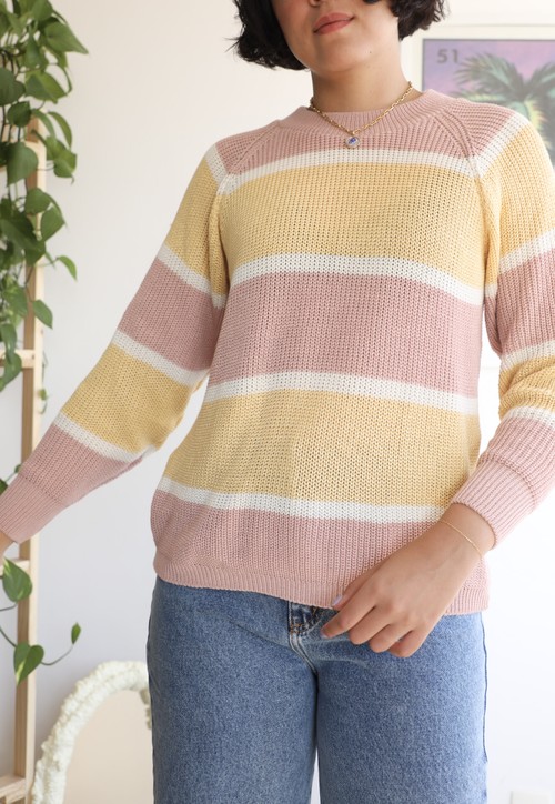 NINA tricot oversized - rosa e amarelo