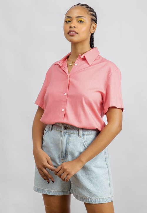 MARIA camisa  - linho rosa