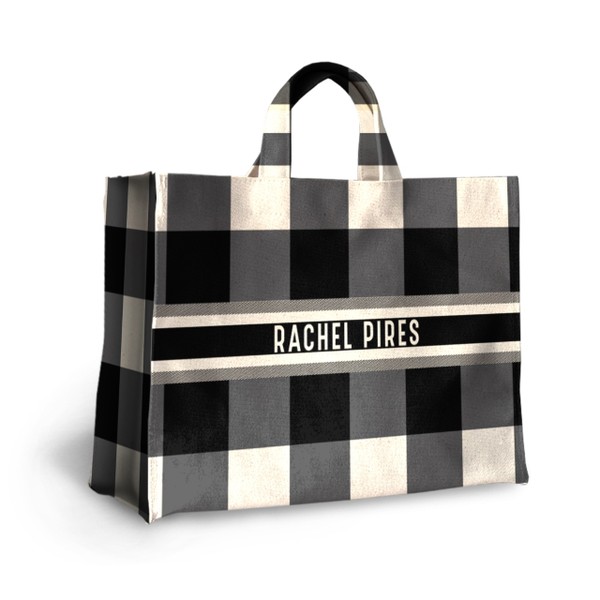 Foto do produto mini bag coleção fashion - xadrez vichy cinza-creme