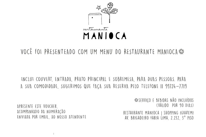 menu Restaurante Manioca