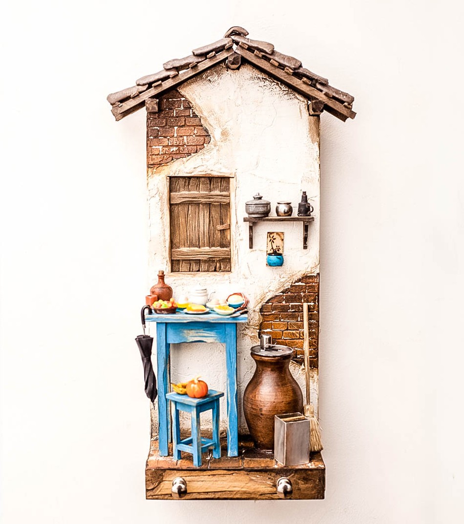 Porta Chaves Casa de Taipa em Miniatura Pequeno