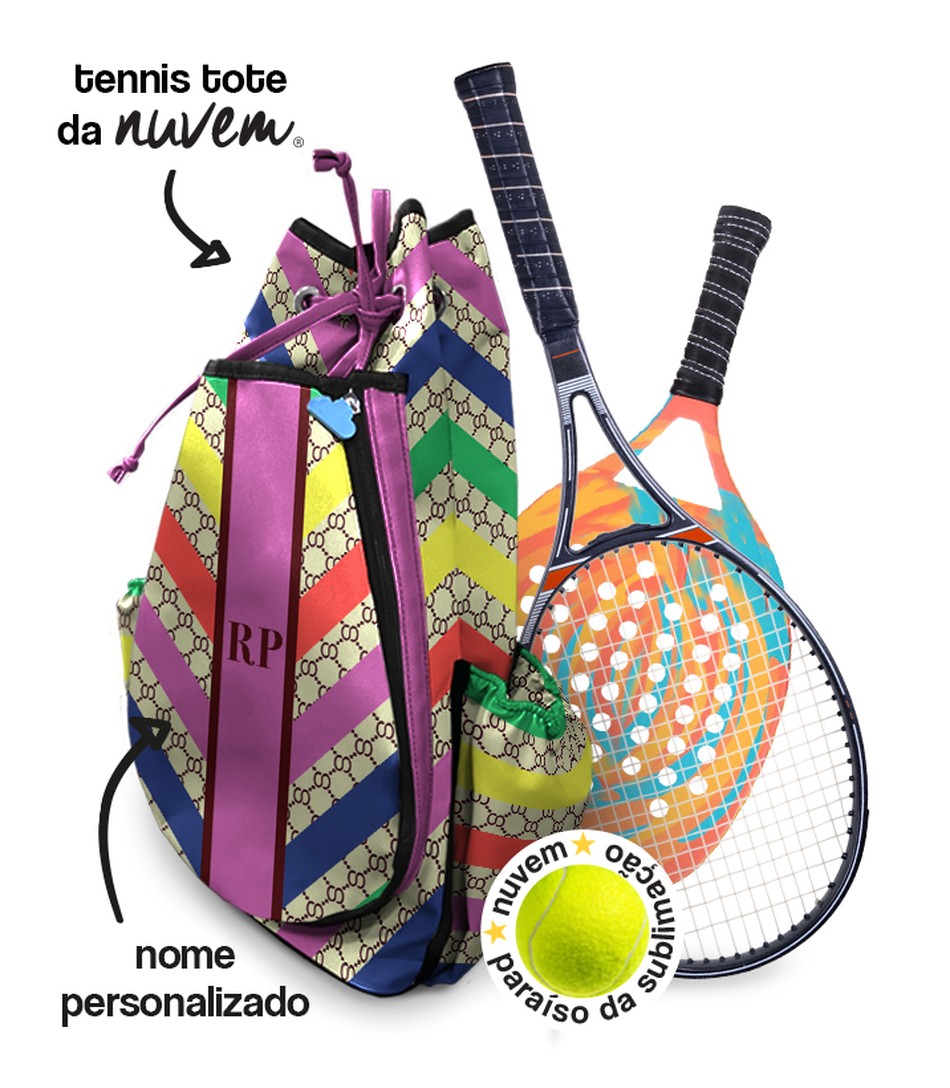 tennis tote raqueteira coleção fashion - listras coloridas