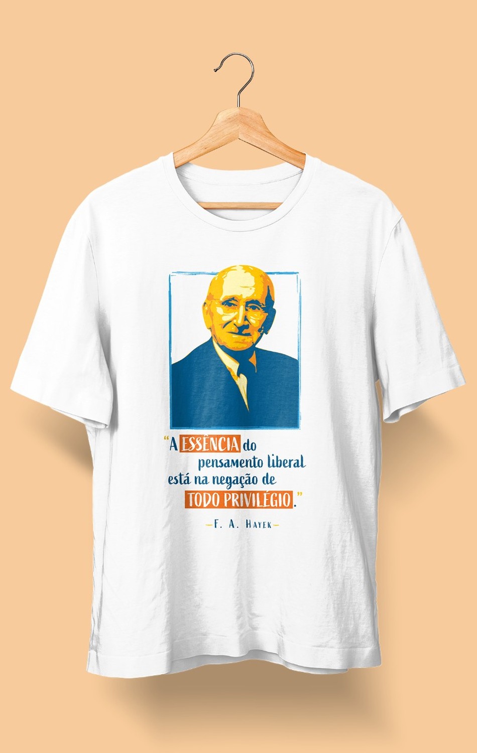 Camiseta Friedrich Hayek Branca (Feminina)