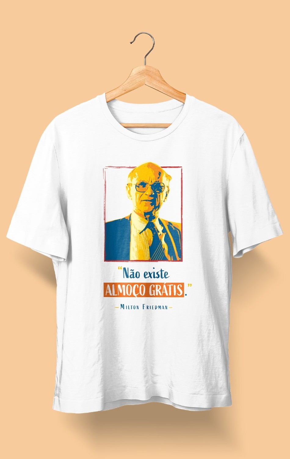 Camiseta Milton Friedman Branca (Masculina)
