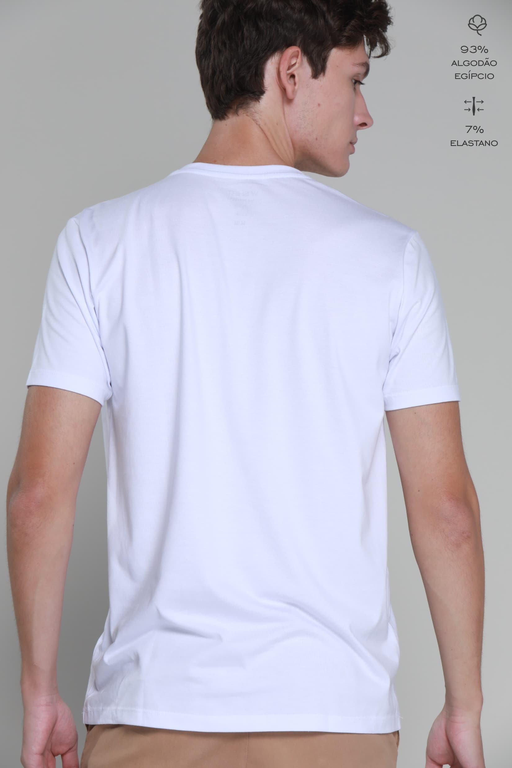 Kit Camiseta Básica Algodão Egípcio Gola V Branca
