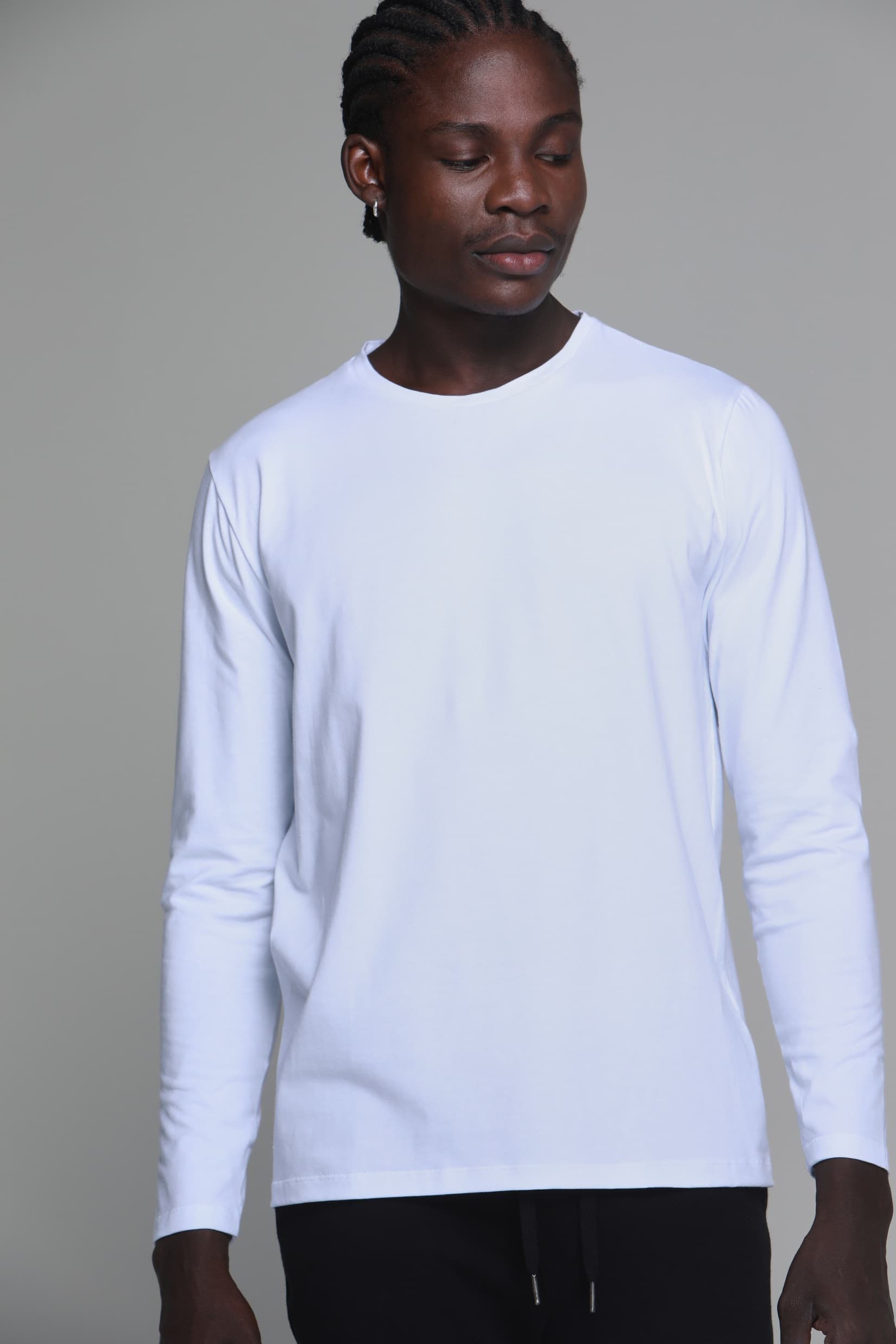 Camiseta Masculina Manga Longa Gola C Branca