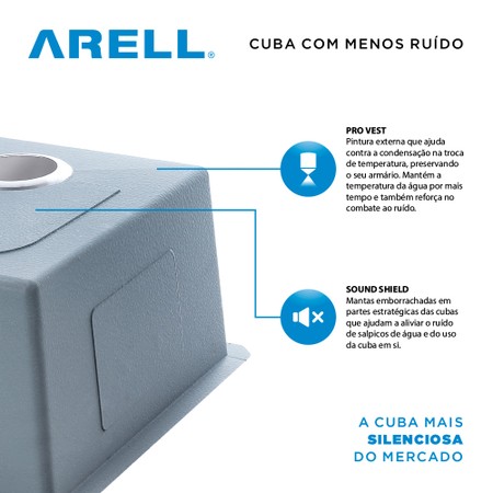 Cuba Arell S102 Inox Escovado 43x46x23