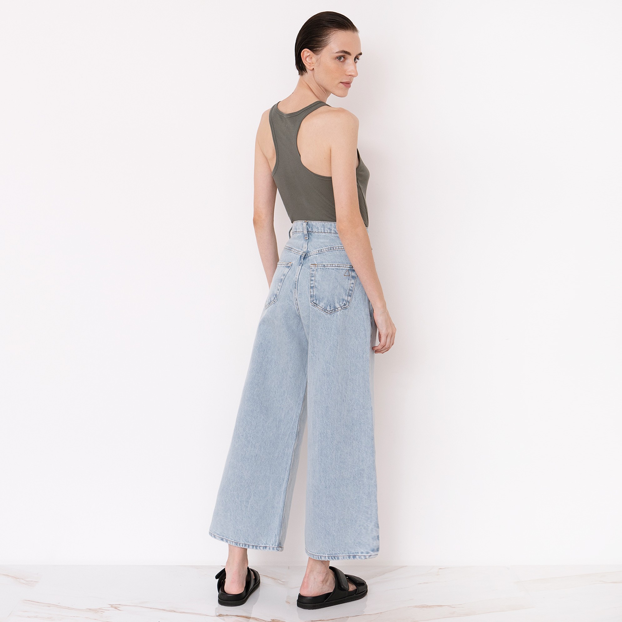 Pantalona Super Alta |  Liz Cropped Azul Clarinho